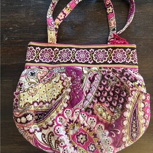 Vera Bradley Quilted Paisley Shoulder Bag in Pink, Cream and Green